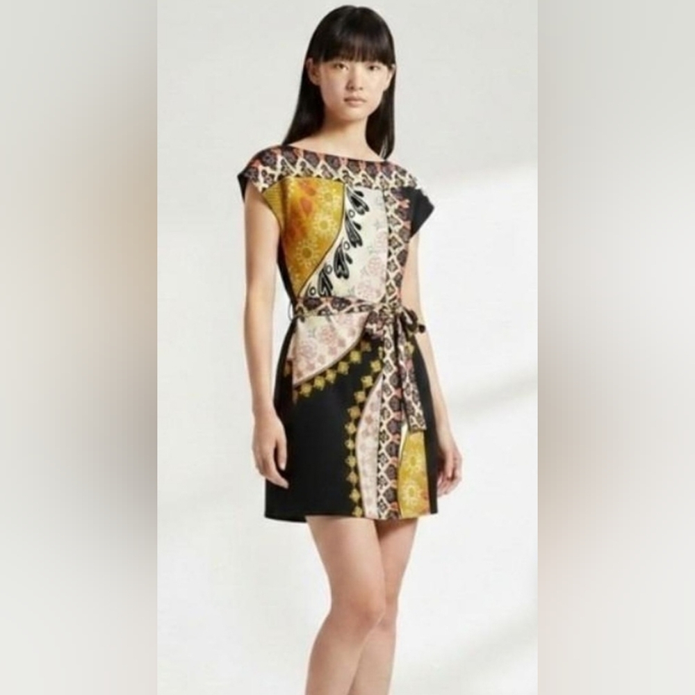 Ali Ro Patterned Boat Neck Dress, Size 2